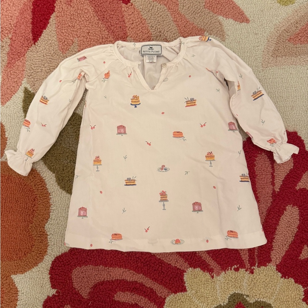 Kids Cream Nightgown with Cake Print